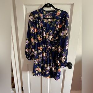 Lulu’s dress navy blue with flowers medium